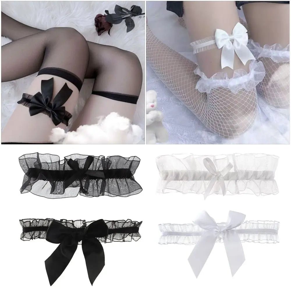 Lace Bow Leg-Ring Bridal Garter - Luzilly Bridal & Apparel