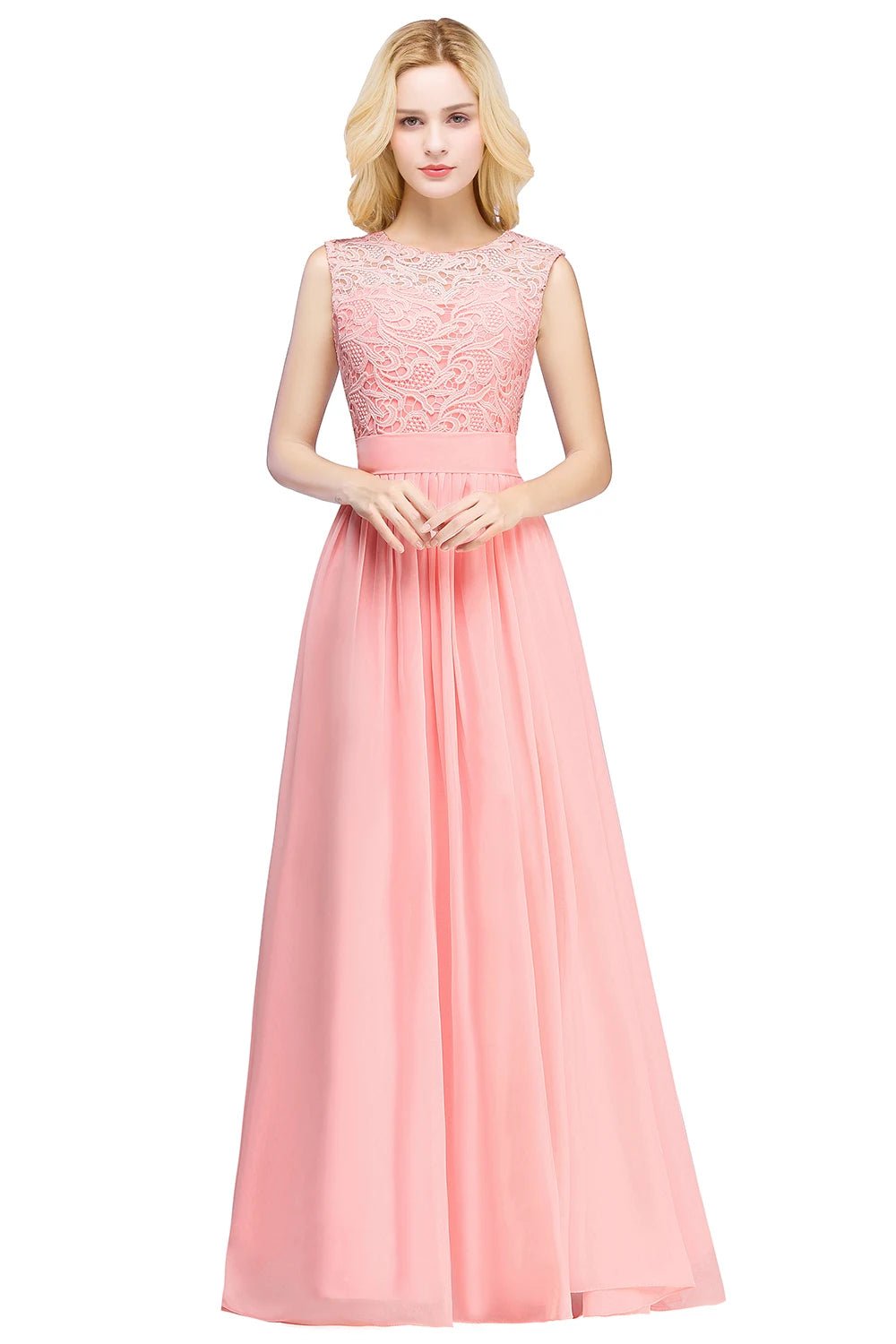 Lace & Chiffon Maxi Bridesmaid Dress - Luzilly Bridal & Apparel