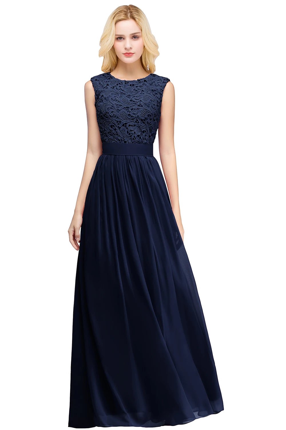 Lace & Chiffon Maxi Bridesmaid Dress - Luzilly Bridal & Apparel