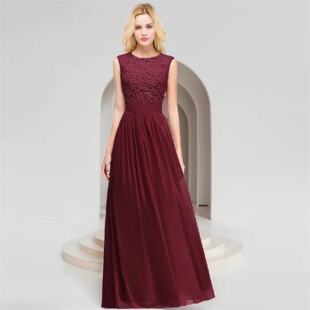 Lace & Chiffon Maxi Bridesmaid Dress - Luzilly Bridal & Apparel