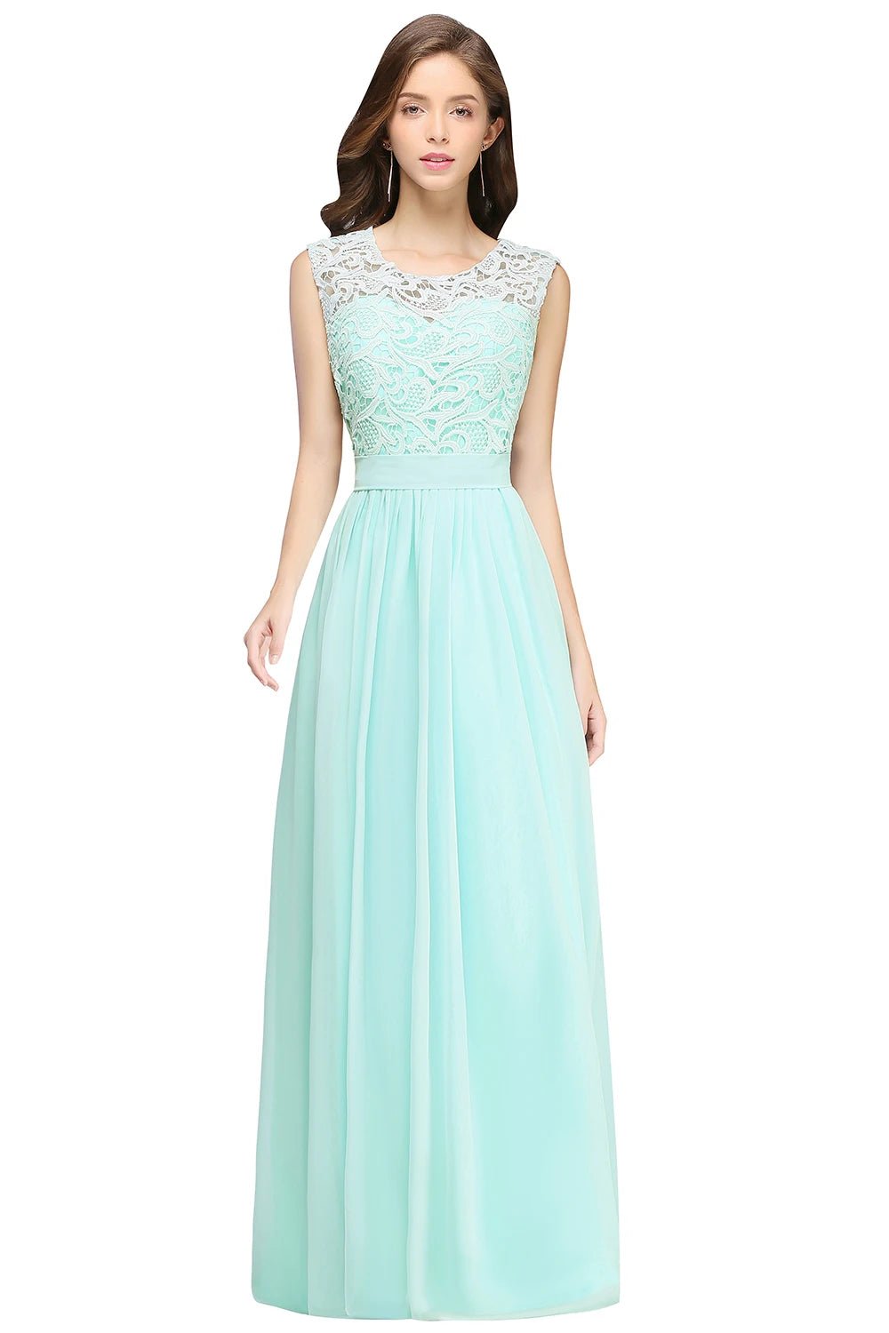 Lace & Chiffon Maxi Bridesmaid Dress - Luzilly Bridal & Apparel