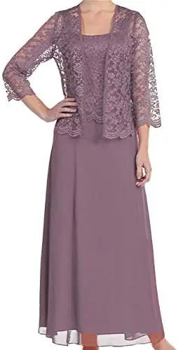 Lace Chiffon Mother of the Bride Gown with Jacket - Luzilly Bridal & Apparel