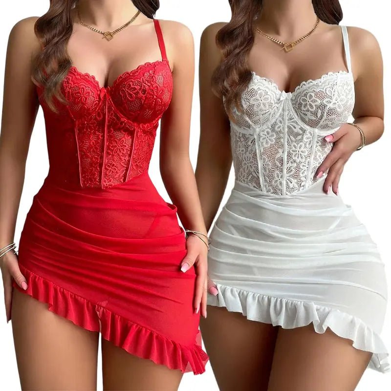 Lace Corset Bra & Nightdress Set - Luzilly Bridal & Apparel