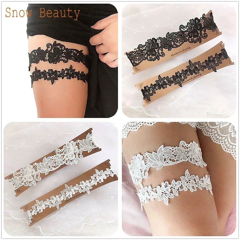 Lace Crystal & Pearl Bridal Garter Set (2-Piece) - Luzilly Bridal & Apparel