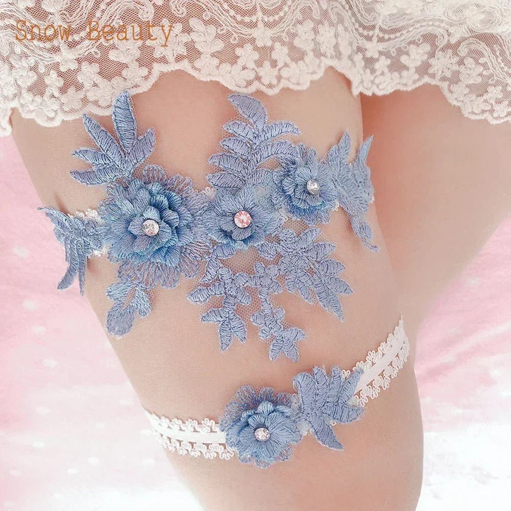 Lace Crystal & Pearl Bridal Garter Set (2-Piece) - Luzilly Bridal & Apparel