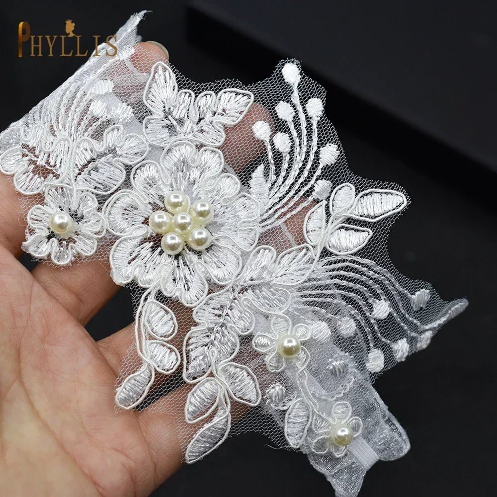 Lace Crystal & Pearl Bridal Garter Set (2-Piece) - Luzilly Bridal & Apparel
