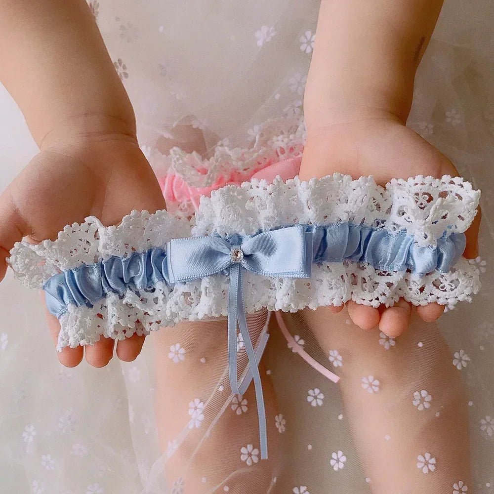 Lace Crystal & Pearl Bridal Garter Set (2-Piece) - Luzilly Bridal & Apparel
