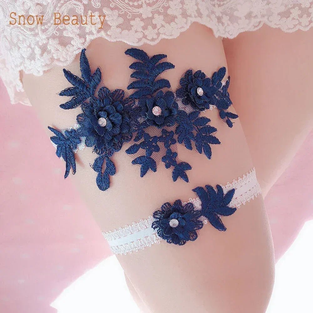 Lace Crystal & Pearl Bridal Garter Set (2-Piece) - Luzilly Bridal & Apparel