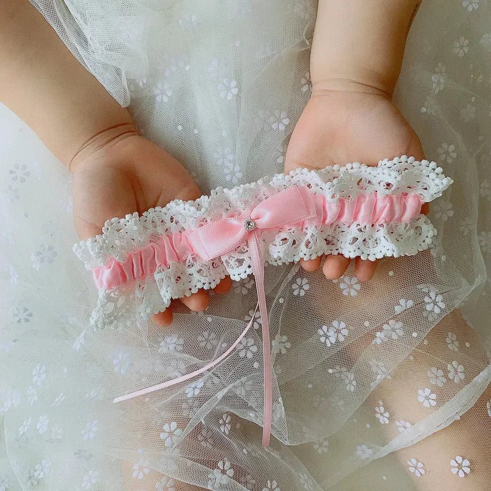 Lace Crystal & Pearl Bridal Garter Set (2-Piece) - Luzilly Bridal & Apparel