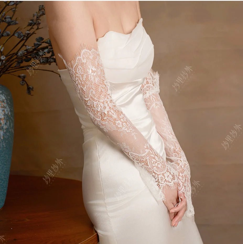 Lace Fingerless Arm-Sleeve Bridal Gloves - Luzilly Bridal & Apparel
