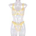 Lace Floral Border Mesh Three-Point Bra Sexy Lingerie - Luzilly Bridal & Apparel