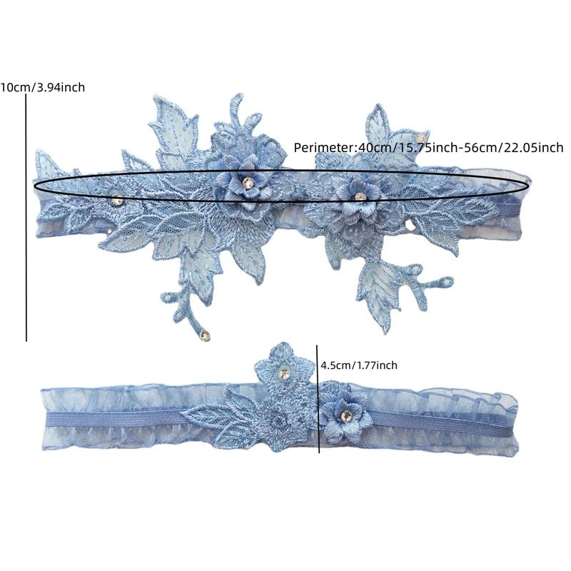Lace Flower Bridal Garter with Rhinestones and Pearls - Luzilly Bridal & Apparel