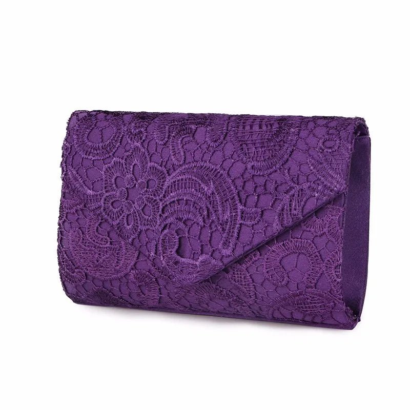 Lace Flower Silk Evening Clutch - Luzilly Bridal & Apparel