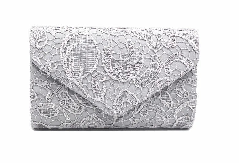 Lace Flower Silk Evening Clutch - Luzilly Bridal & Apparel