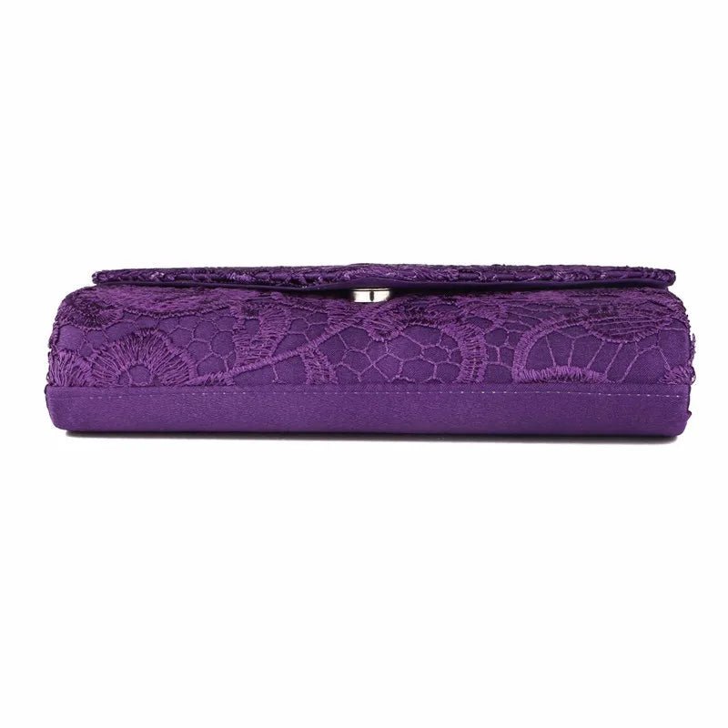 Lace Flower Silk Evening Clutch - Luzilly Bridal & Apparel