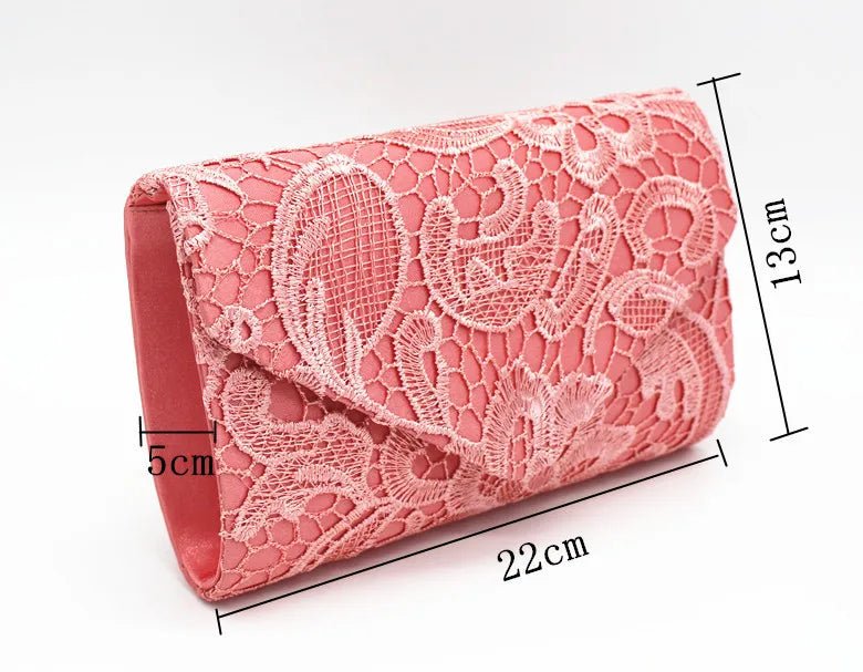 Lace Flower Silk Evening Clutch - Luzilly Bridal & Apparel