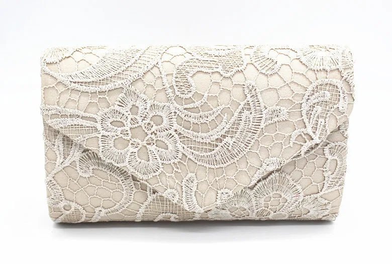 Lace Flower Silk Evening Clutch - Luzilly Bridal & Apparel