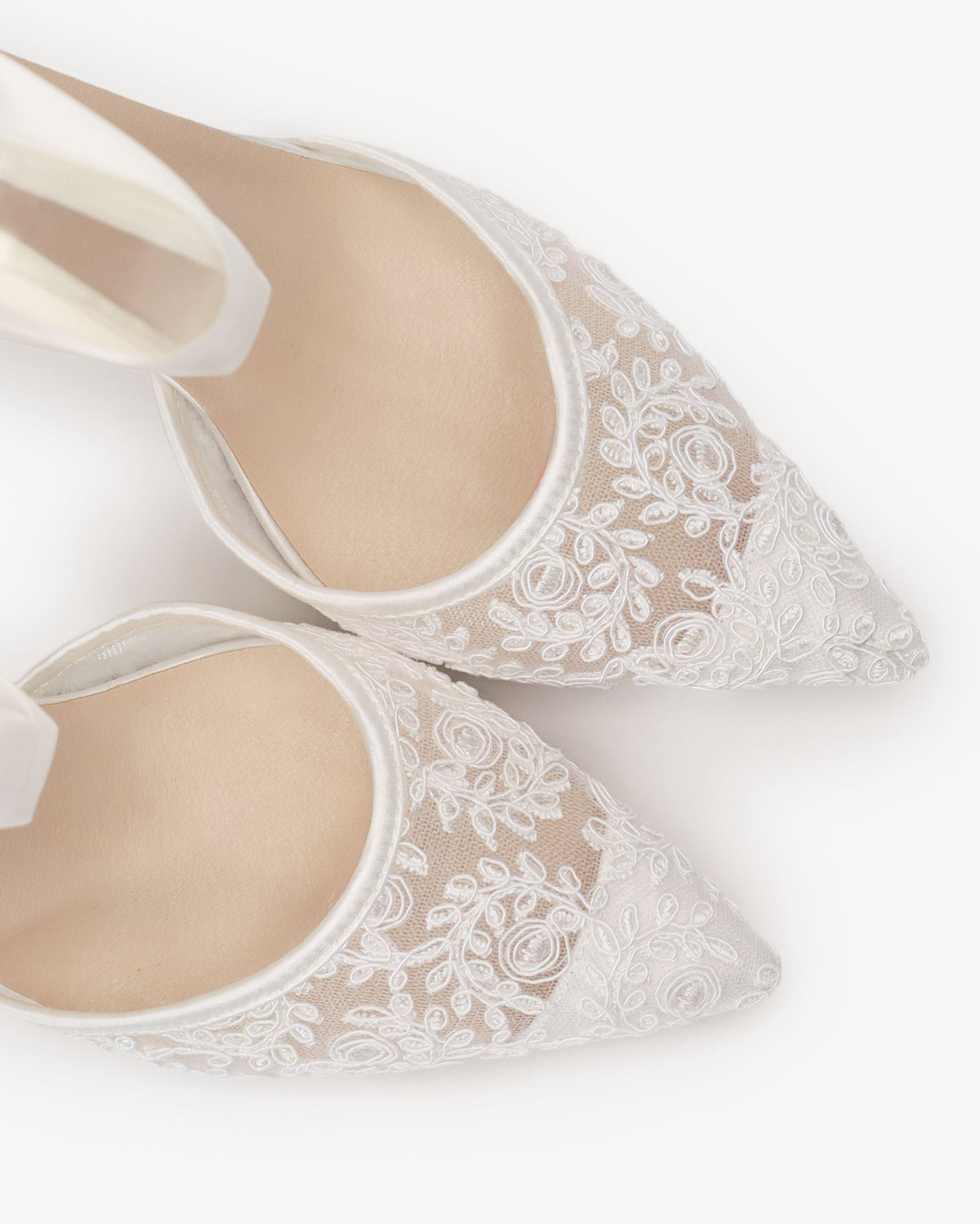 Lace Heels with Ankle Tie For Brides - Luzilly Bridal & Apparel