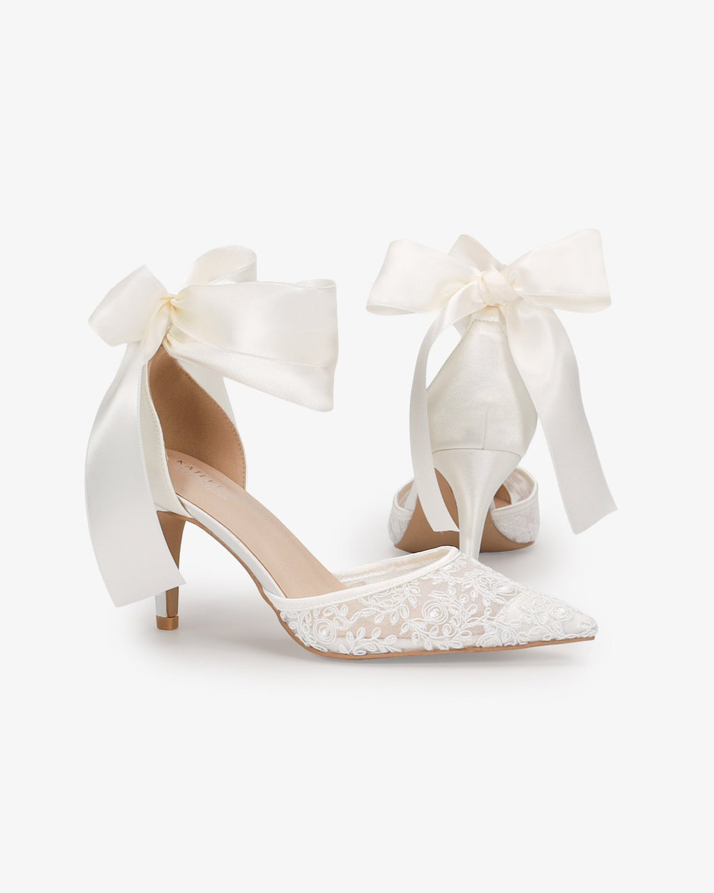 Lace Heels with Ankle Tie For Brides - Luzilly Bridal & Apparel