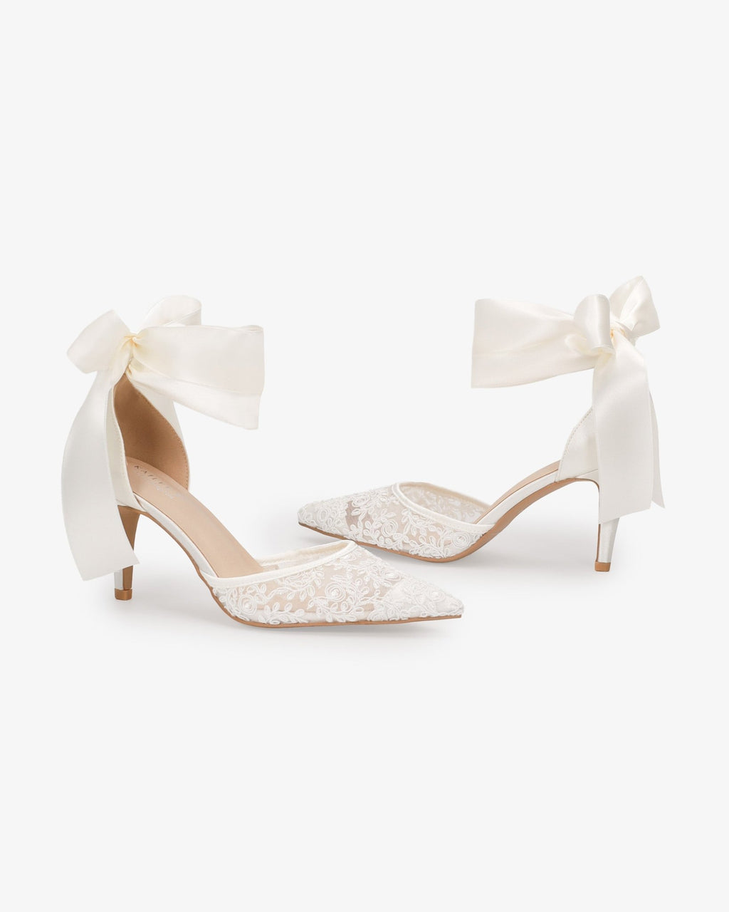 Lace Heels with Ankle Tie For Brides - Luzilly Bridal & Apparel