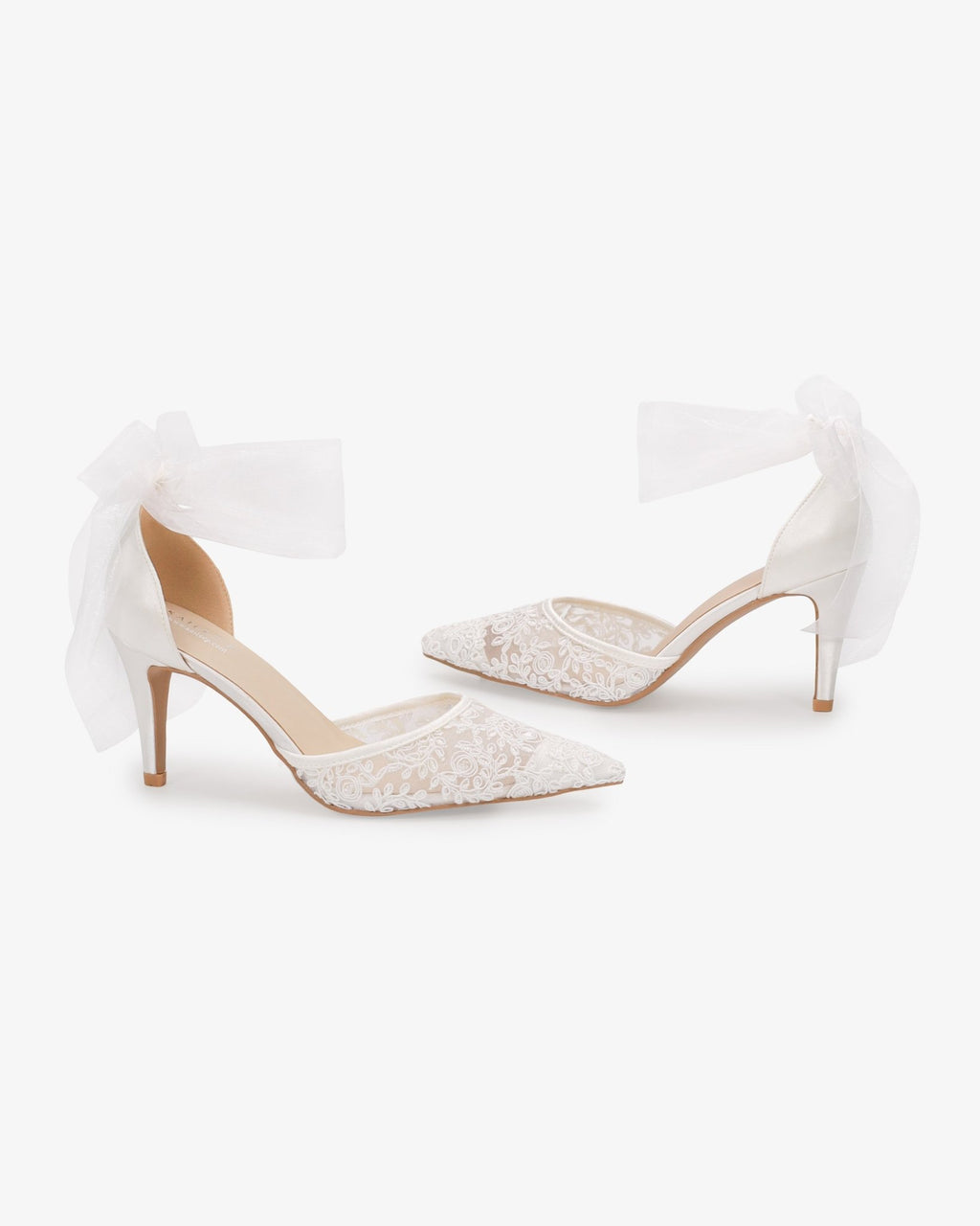 Lace Heels with Ankle Tie For Brides - Luzilly Bridal & Apparel