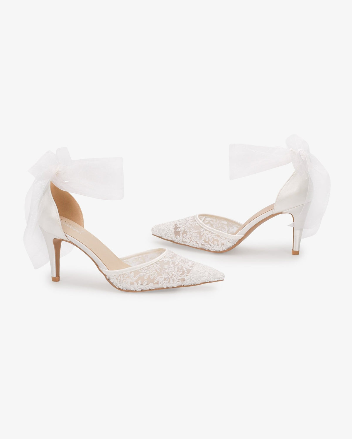 Lace Heels with Ankle Tie For Brides - Luzilly Bridal & Apparel