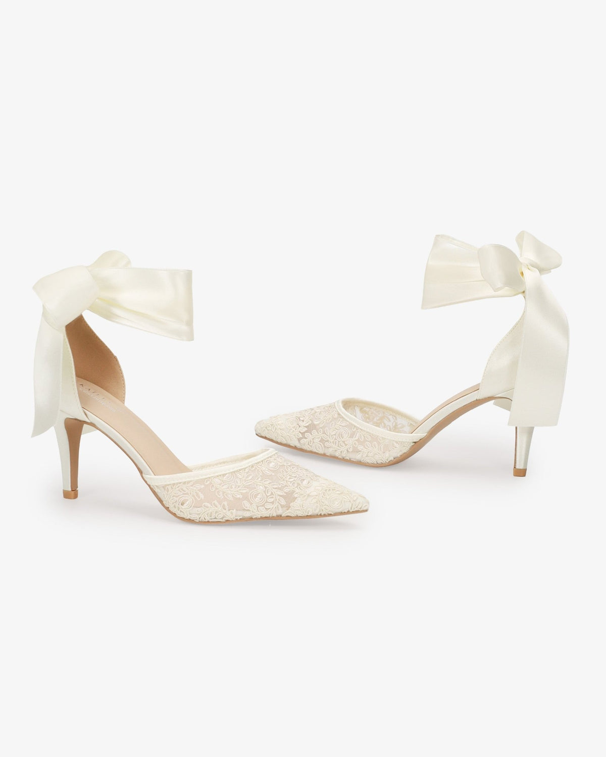 Lace Heels with Ankle Tie For Brides - Luzilly Bridal & Apparel