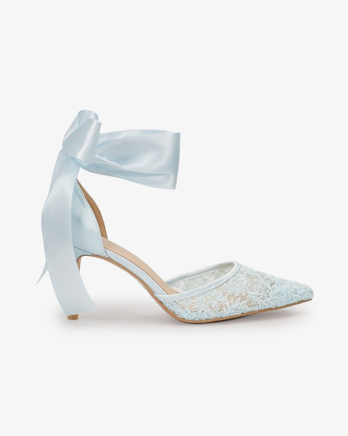 Lace Heels with Ankle Tie For Brides - Luzilly Bridal & Apparel