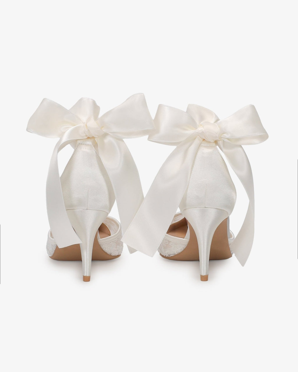 Lace Heels with Ankle Tie For Brides - Luzilly Bridal & Apparel