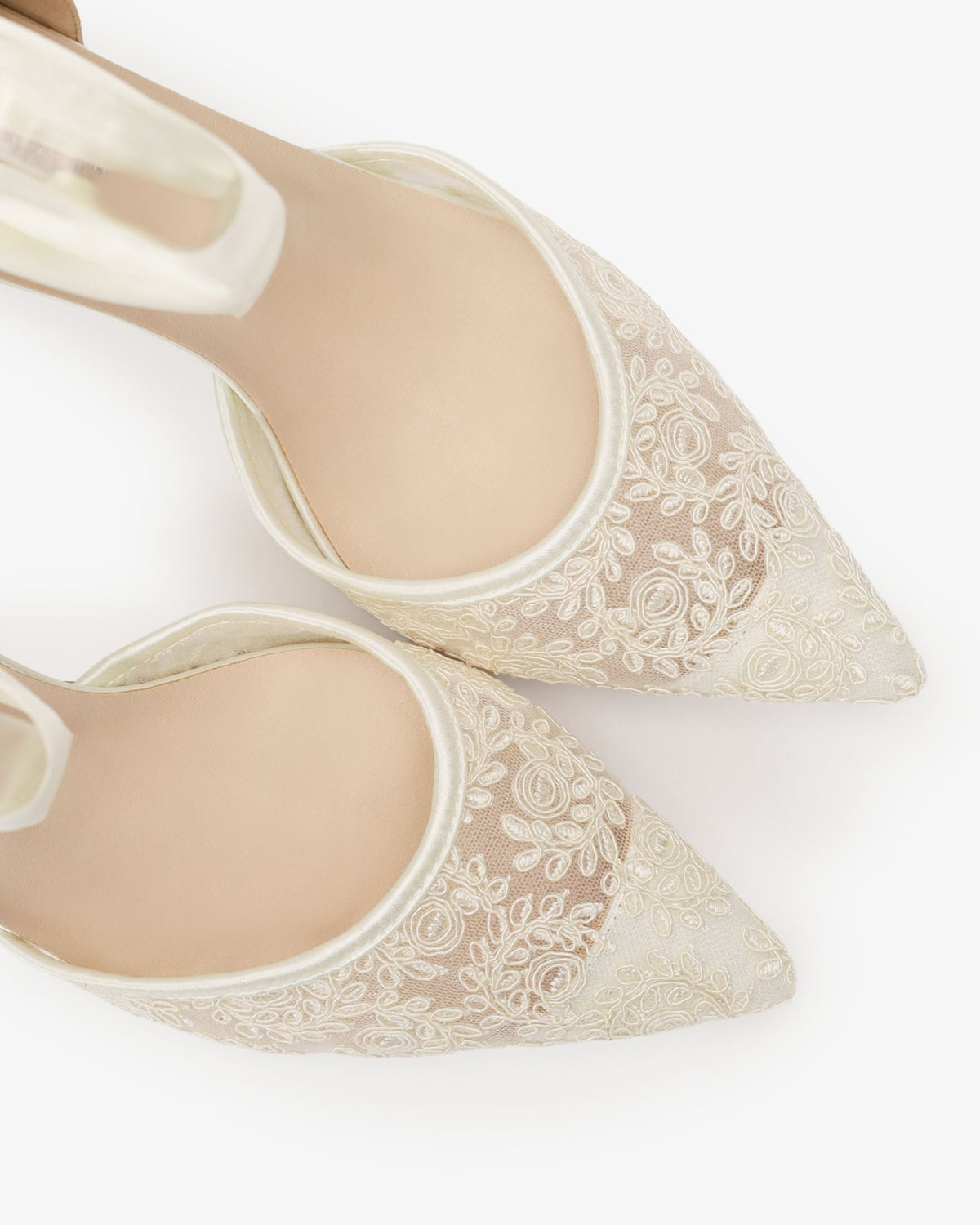 Lace Heels with Ankle Tie For Brides - Luzilly Bridal & Apparel