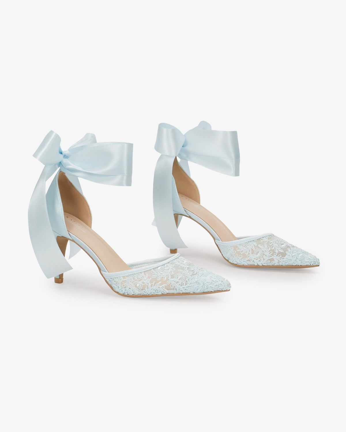 Lace Heels with Ankle Tie For Brides - Luzilly Bridal & Apparel