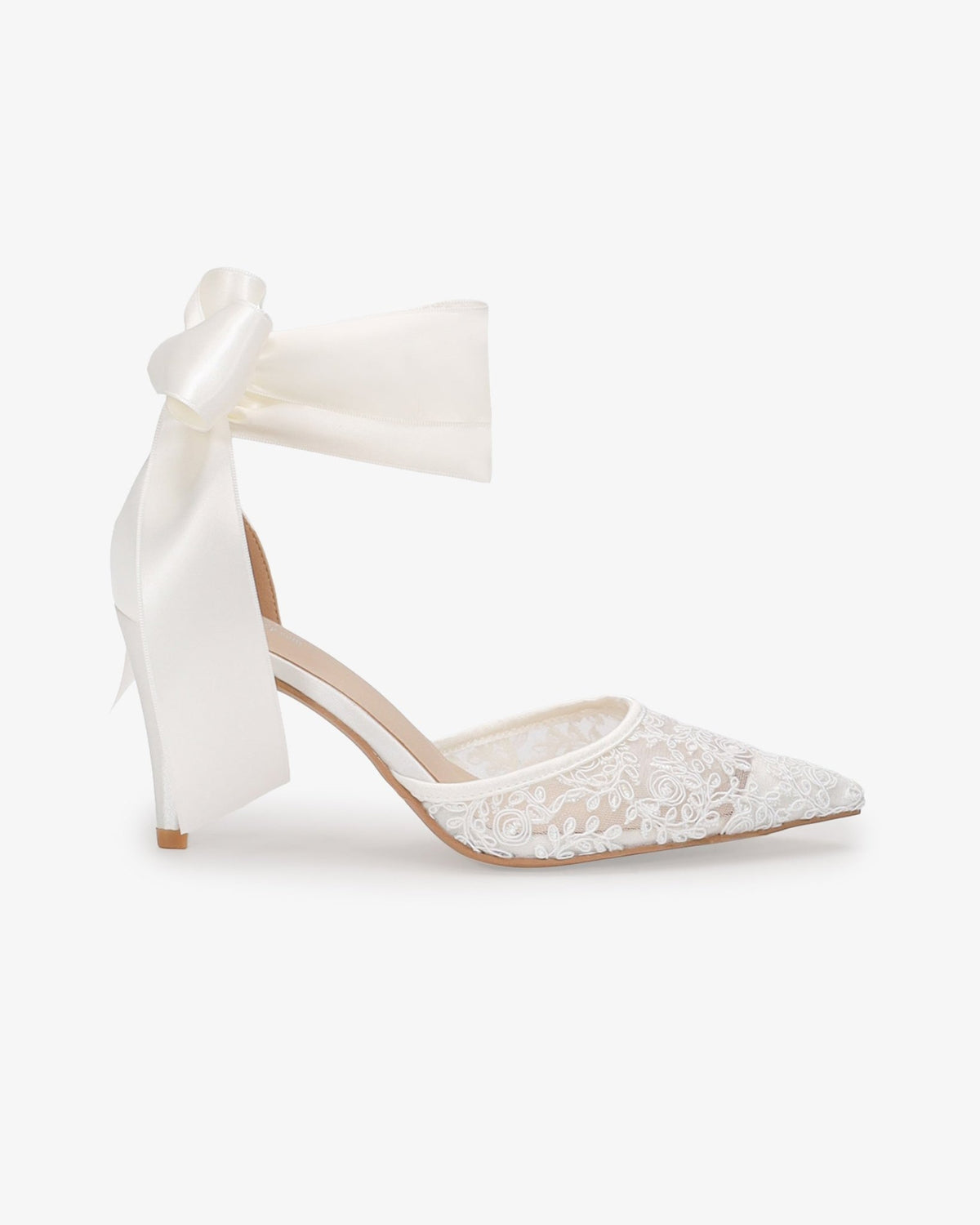 Lace Heels with Ankle Tie For Brides - Luzilly Bridal & Apparel