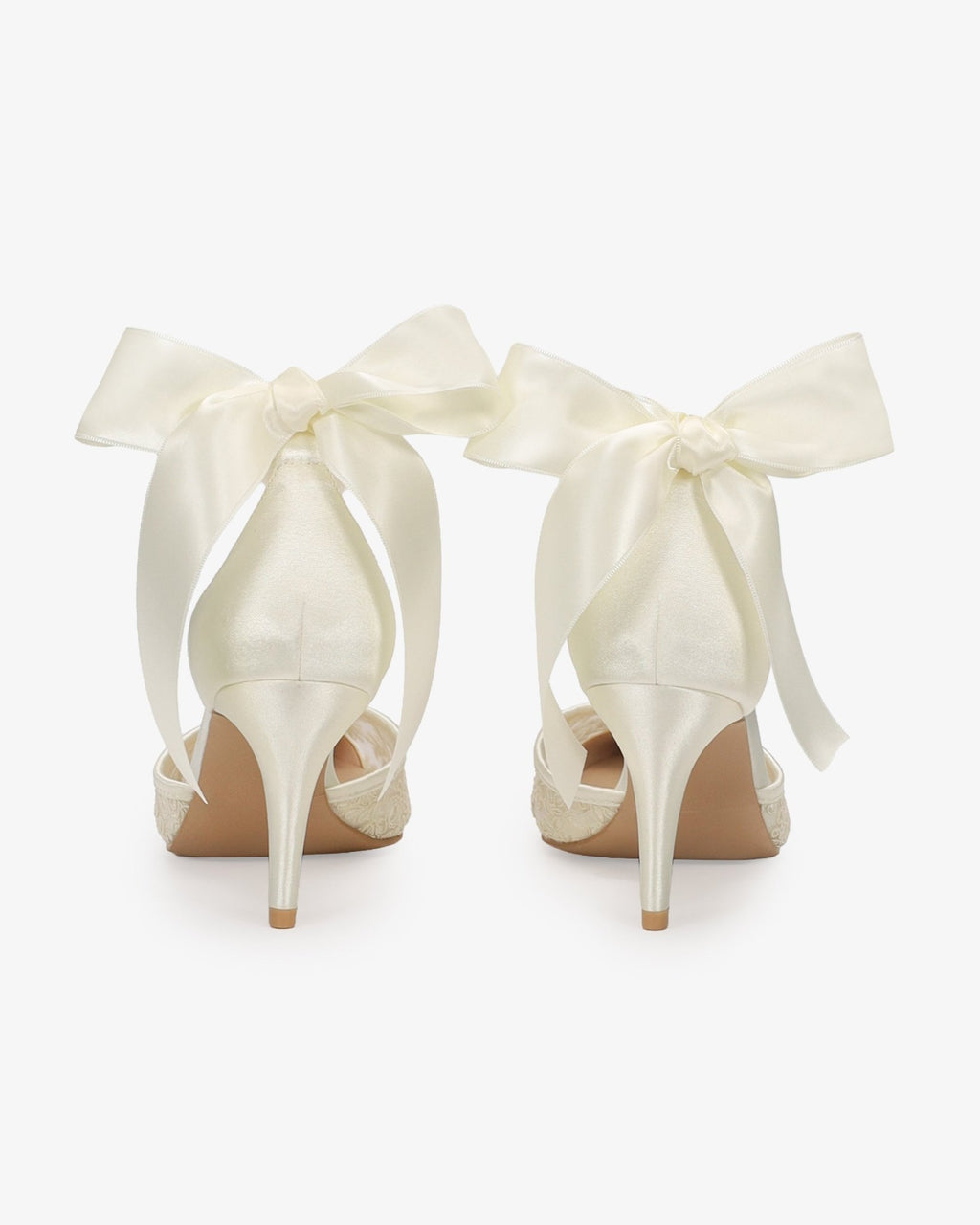 Lace Heels with Ankle Tie For Brides - Luzilly Bridal & Apparel