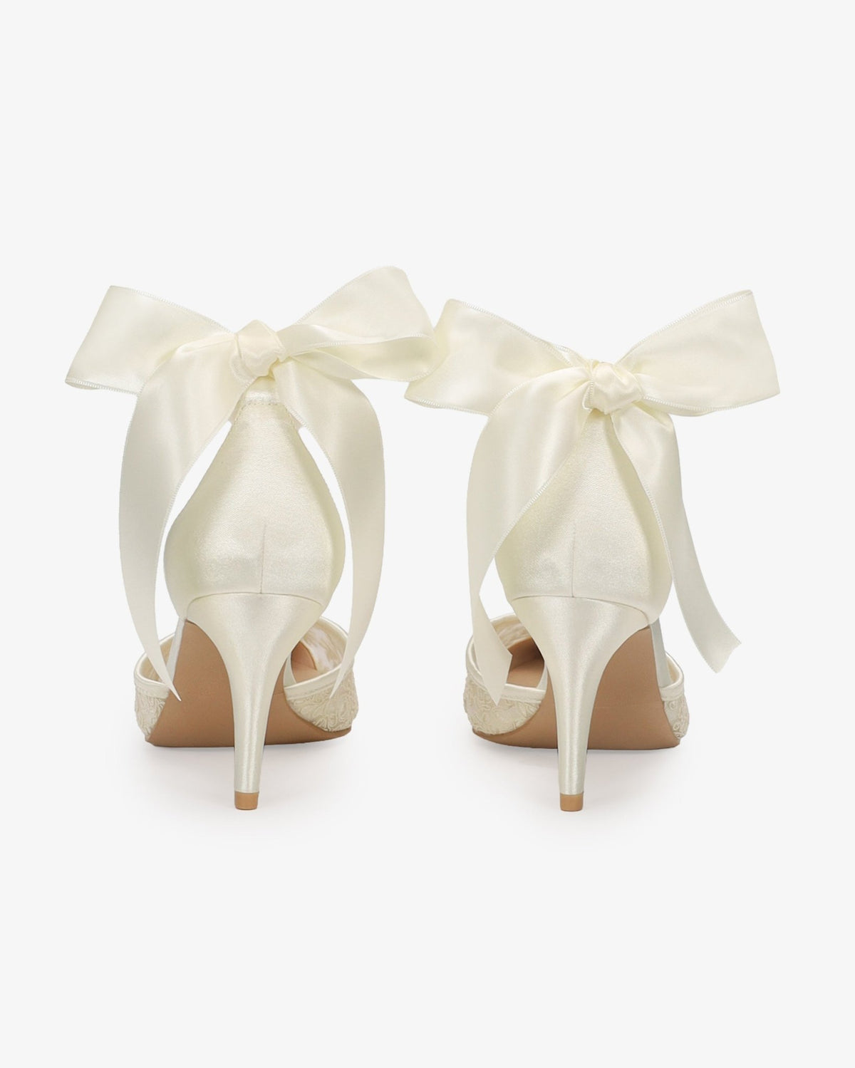 Lace Heels with Ankle Tie For Brides - Luzilly Bridal & Apparel