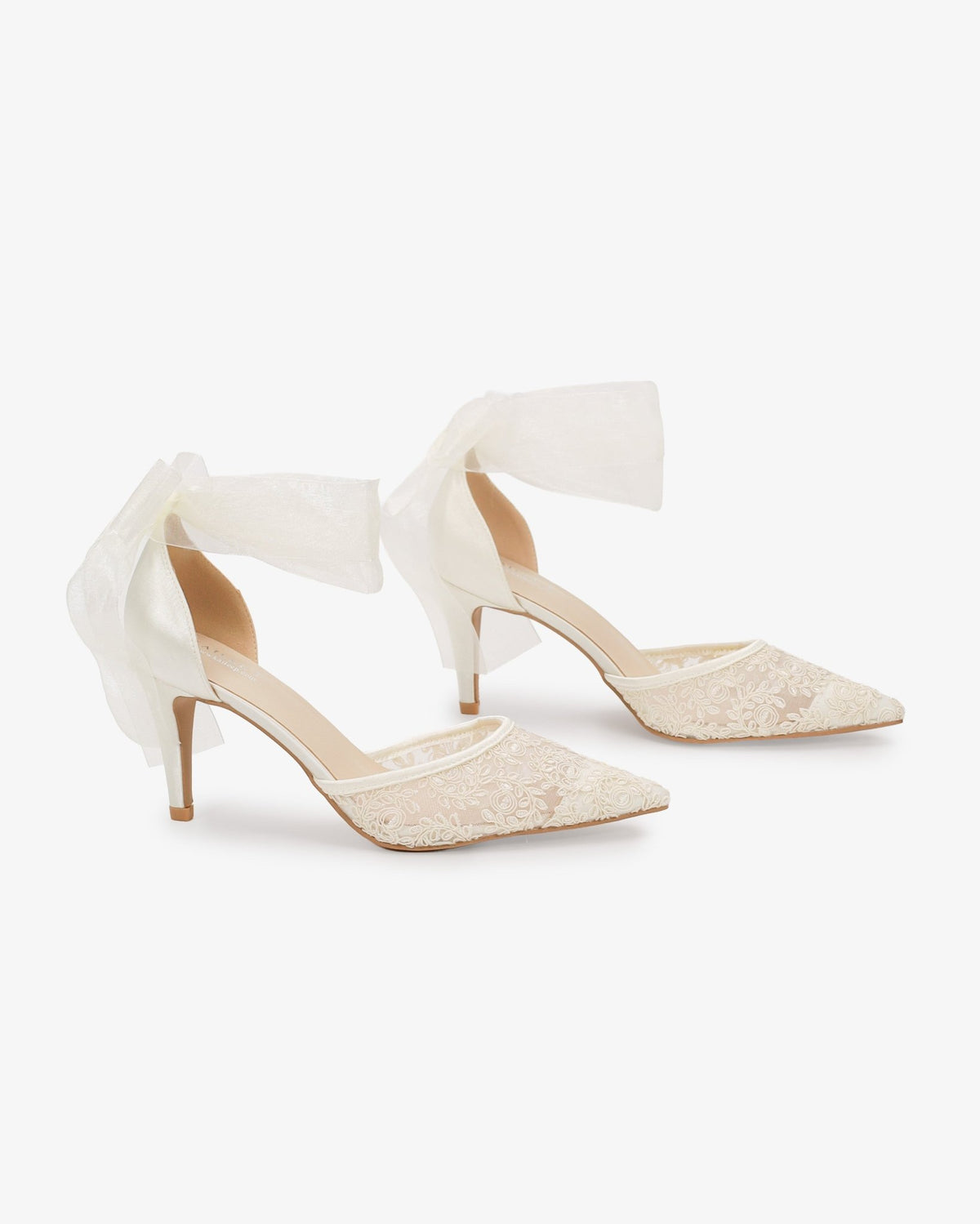 Lace Heels with Ankle Tie For Brides - Luzilly Bridal & Apparel