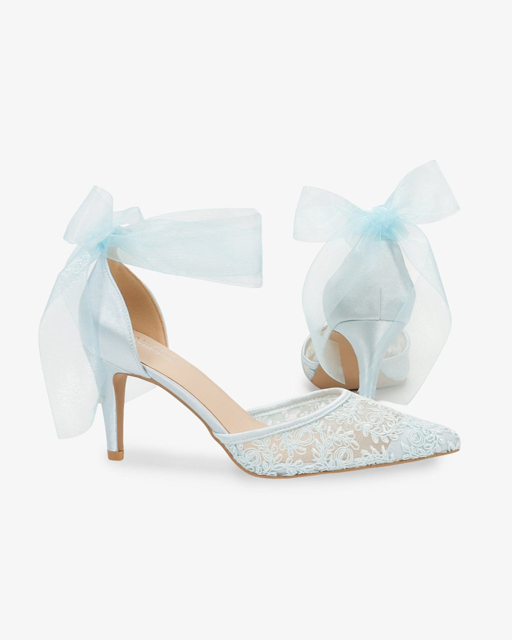 Lace Heels with Ankle Tie For Brides - Luzilly Bridal & Apparel