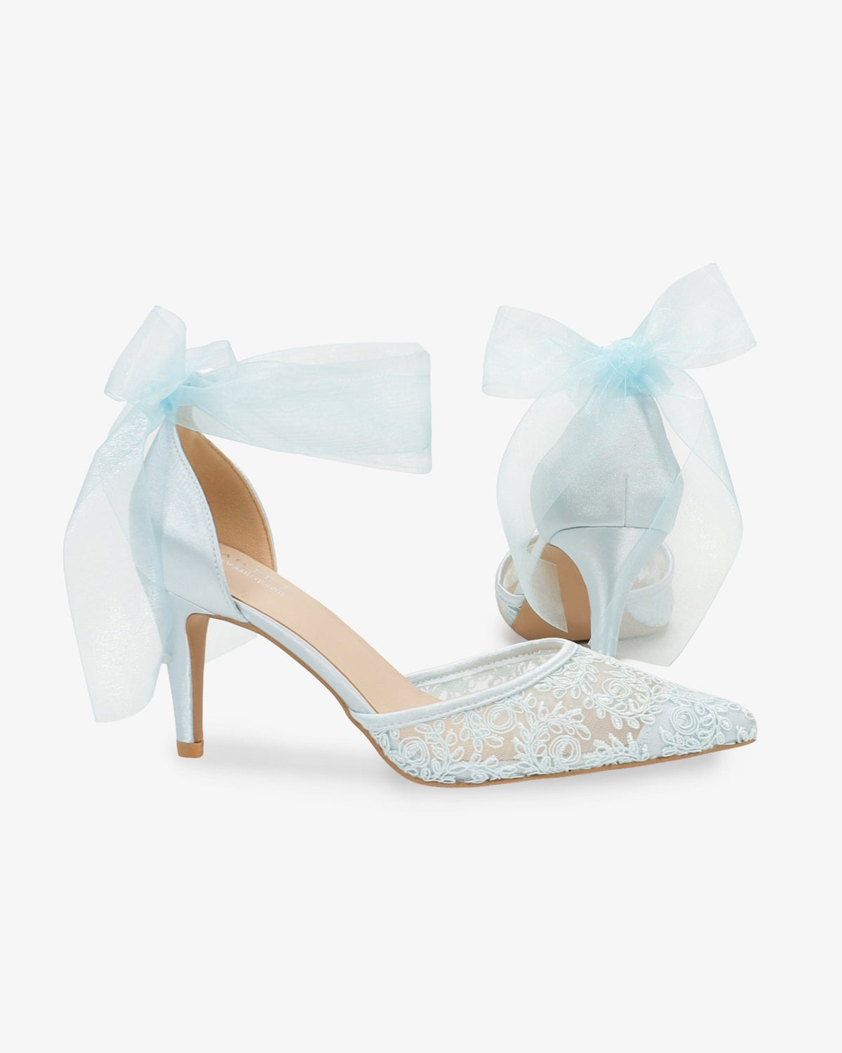 Lace Heels with Ankle Tie For Brides - Luzilly Bridal & Apparel