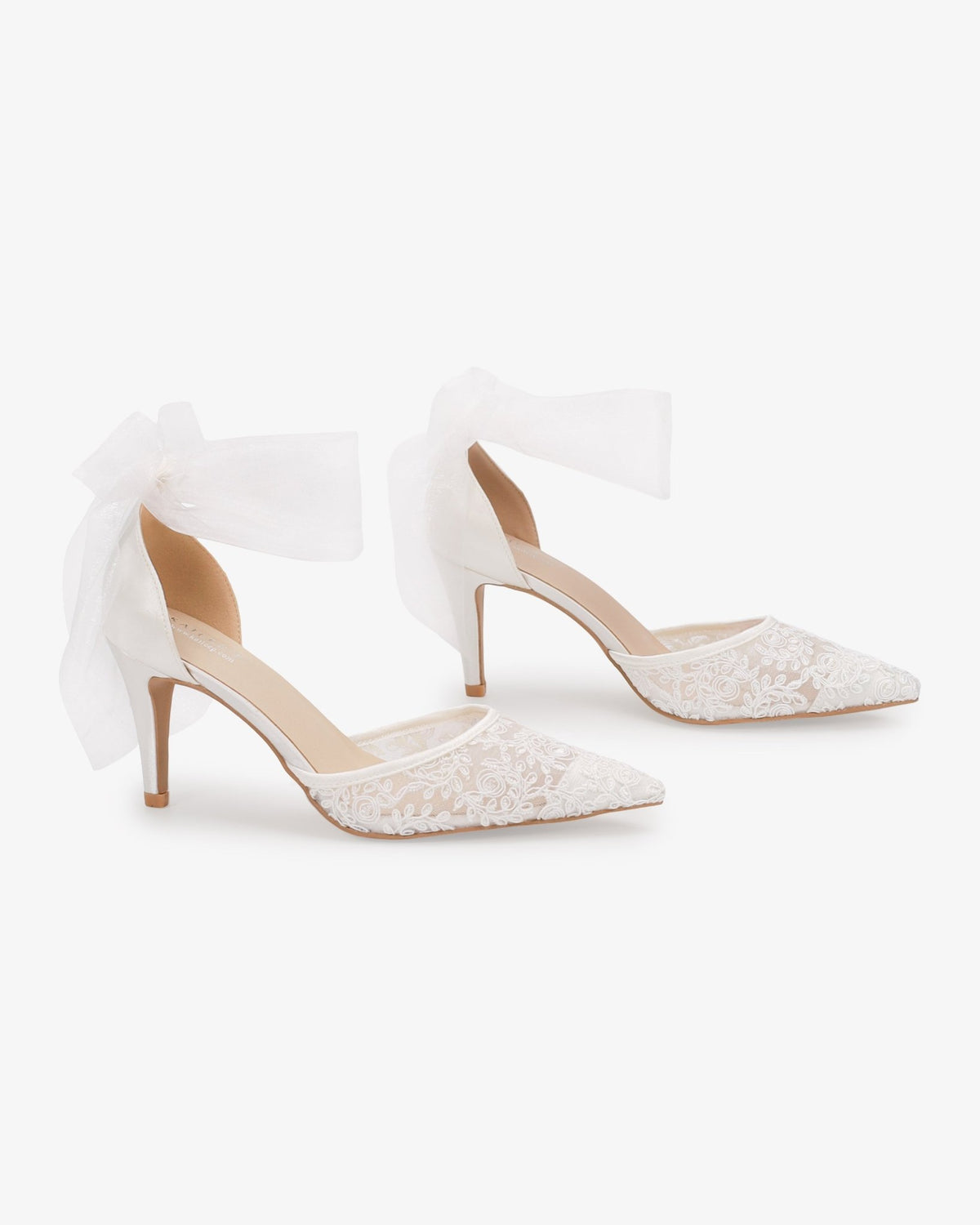 Lace Heels with Ankle Tie For Brides - Luzilly Bridal & Apparel