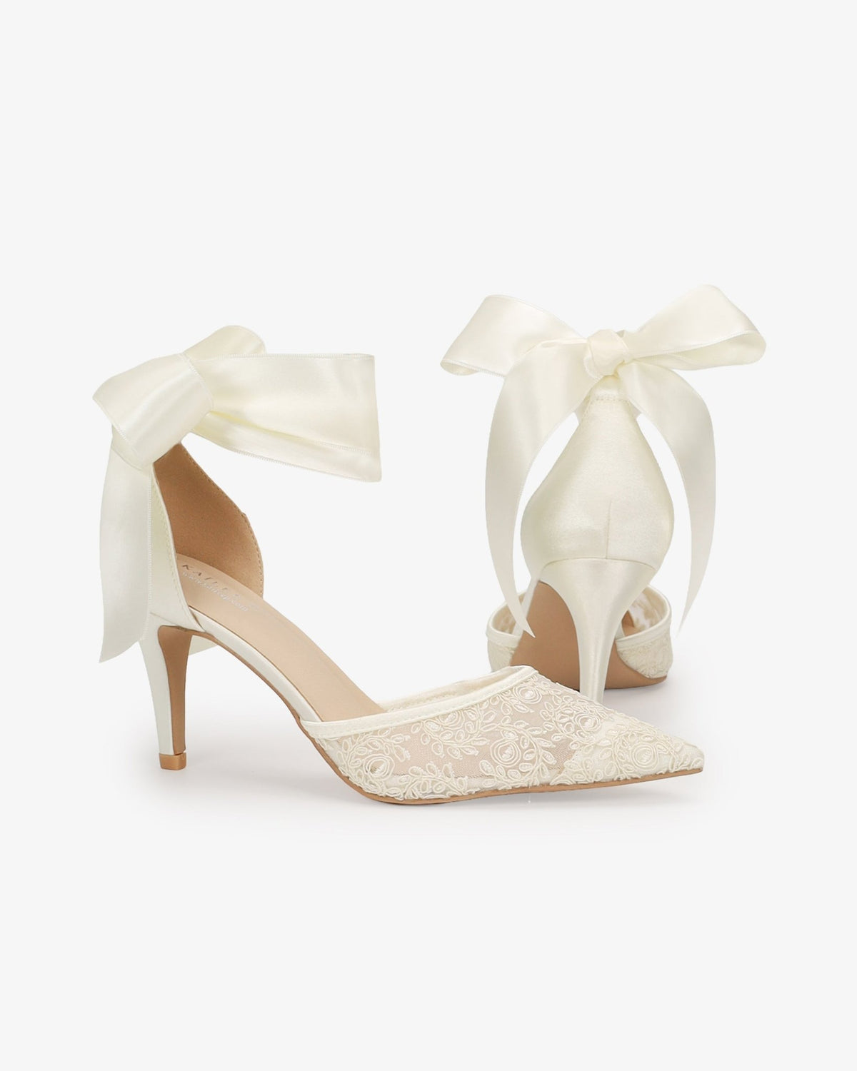 Lace Heels with Ankle Tie For Brides - Luzilly Bridal & Apparel