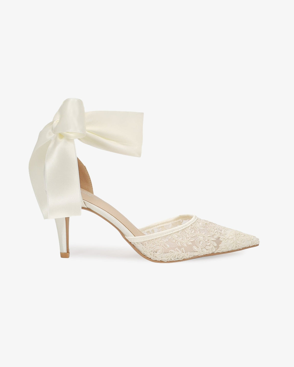 Lace Heels with Ankle Tie For Brides - Luzilly Bridal & Apparel