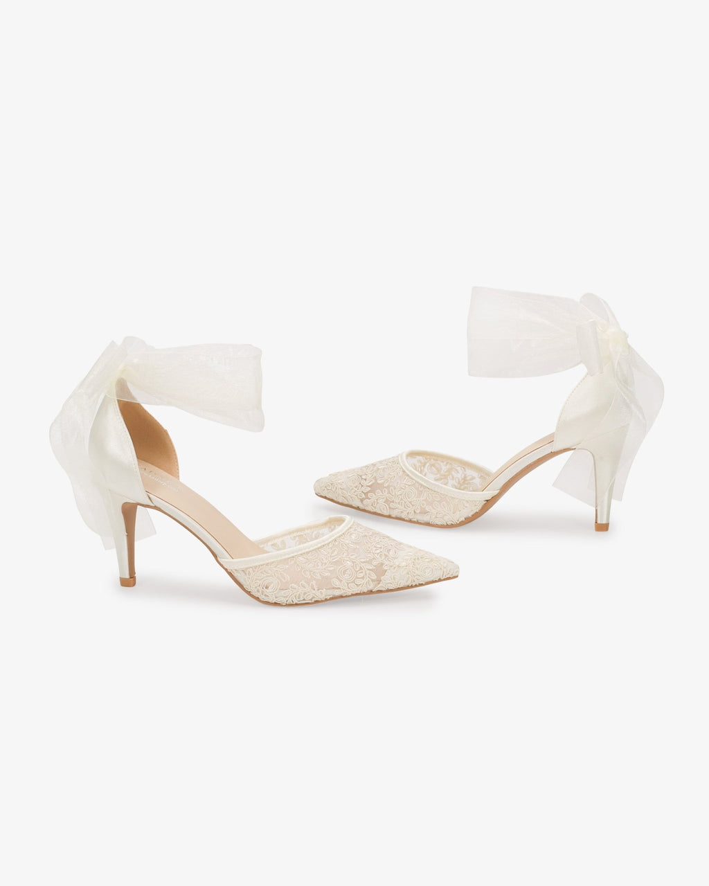 Lace Heels with Ankle Tie For Brides - Luzilly Bridal & Apparel