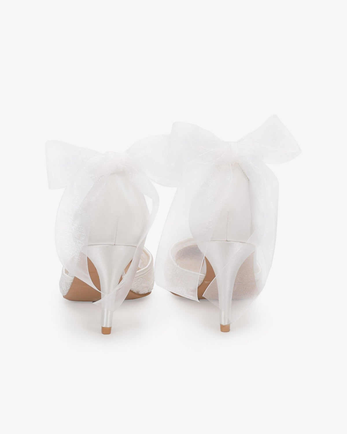 Lace Heels with Ankle Tie For Brides - Luzilly Bridal & Apparel