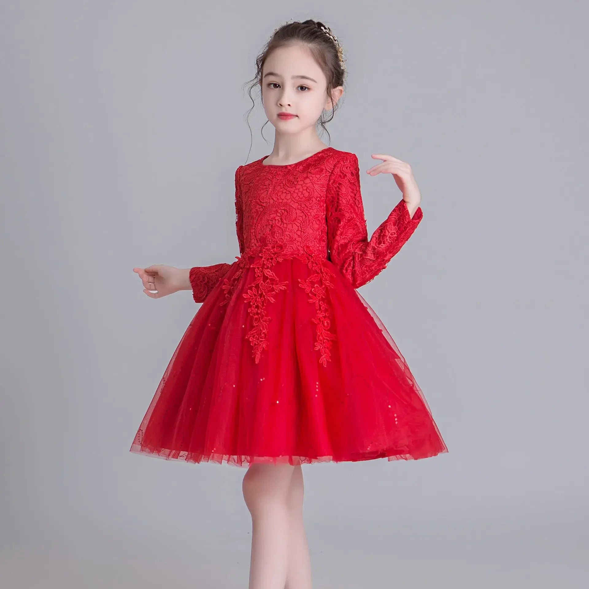 Lace Long-Sleeve Flower Girl Dress - Luzilly Bridal & Apparel