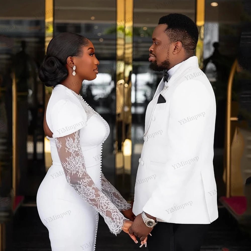 Lace Long-Sleeve Tea-Length Wedding Dress - Luzilly Bridal & Apparel