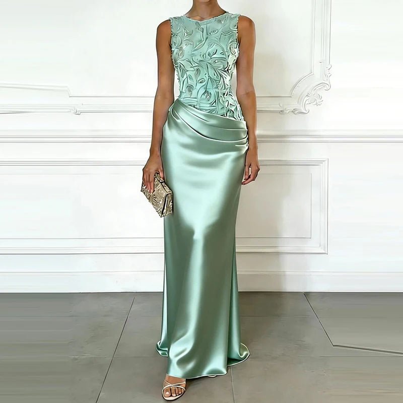 Lace Patchwork Satin Bridesmaid Dress - Luzilly Bridal & Apparel