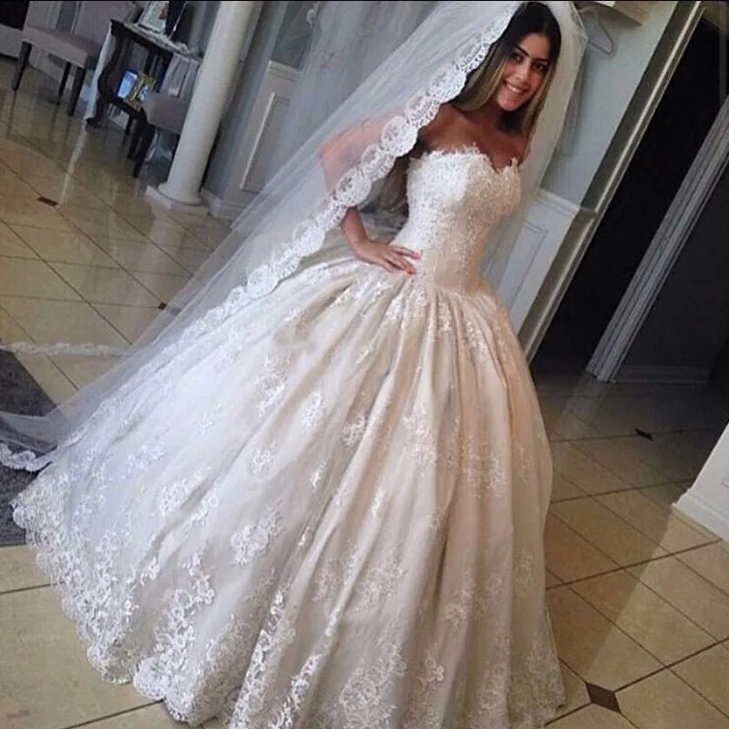 Lace Princess Ball Gown Wedding Dress - Luzilly Bridal & Apparel