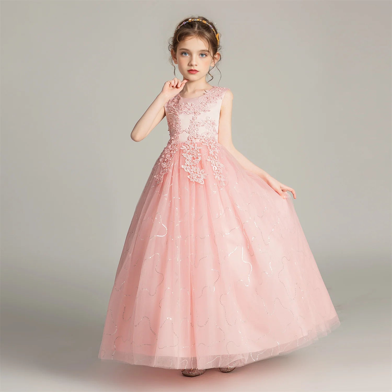 Lace Princess Girls Formal Party Dress - Luzilly Bridal & Apparel