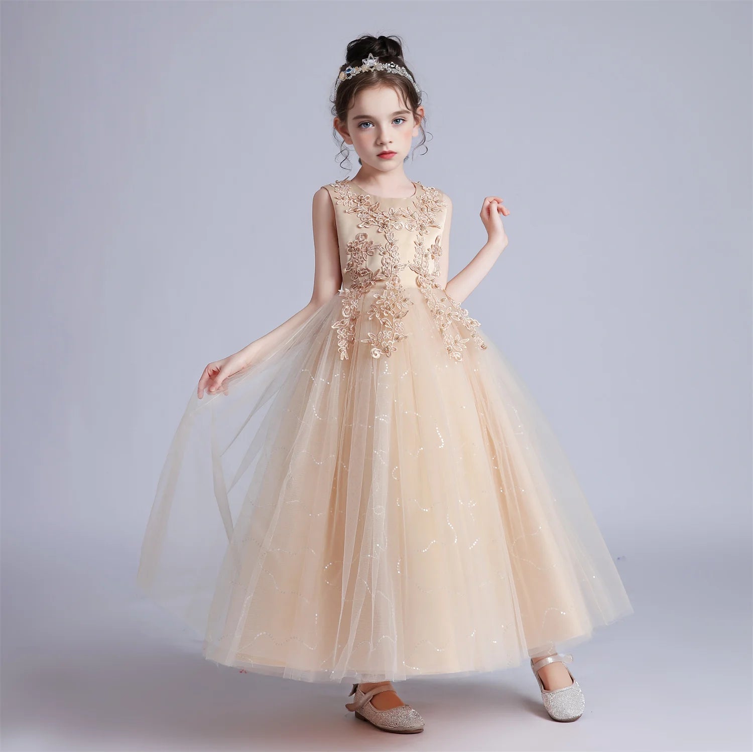 Lace Princess Girls Formal Party Dress - Luzilly Bridal & Apparel