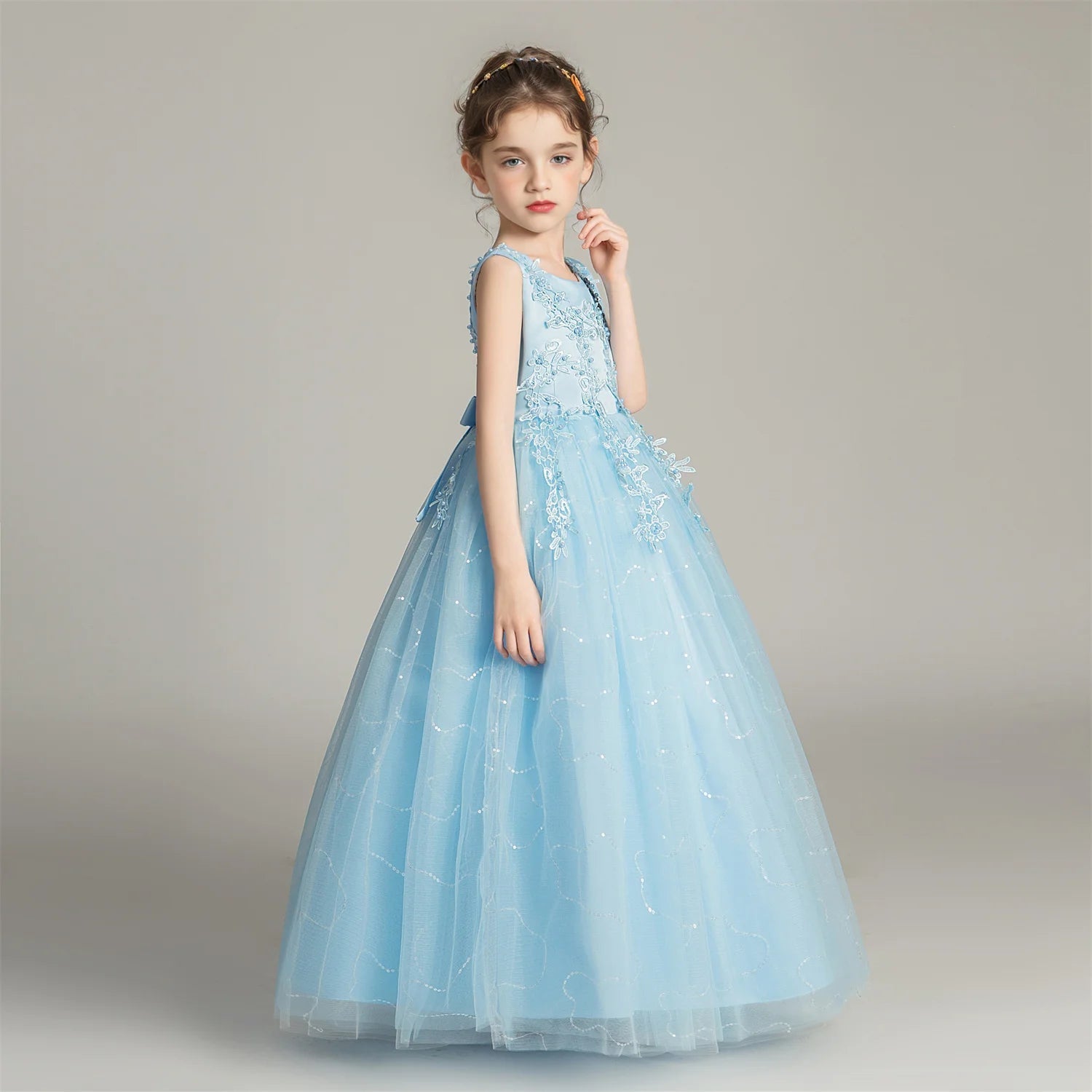 Lace Princess Girls Formal Party Dress - Luzilly Bridal & Apparel