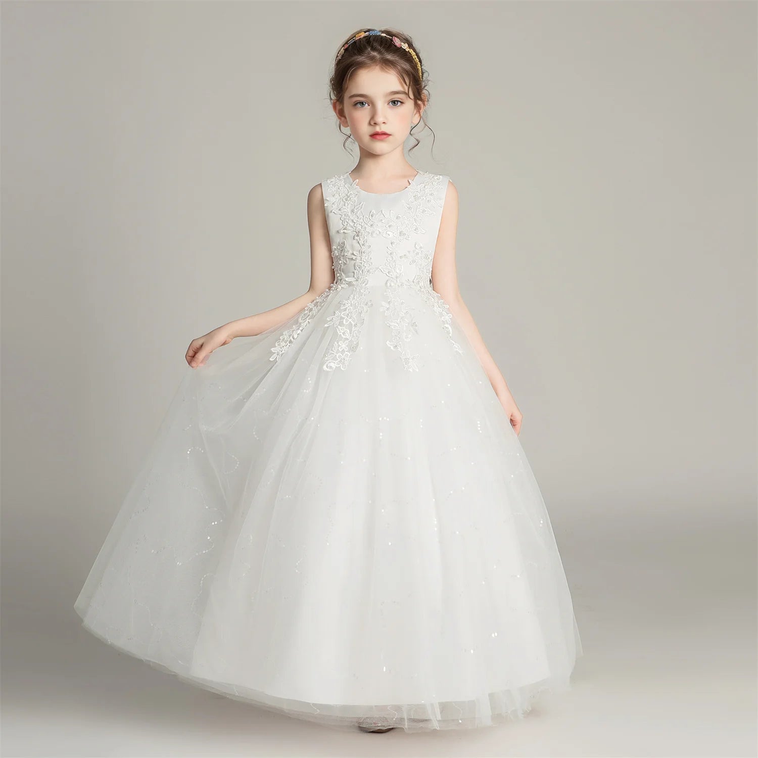 Lace Princess Girls Formal Party Dress - Luzilly Bridal & Apparel